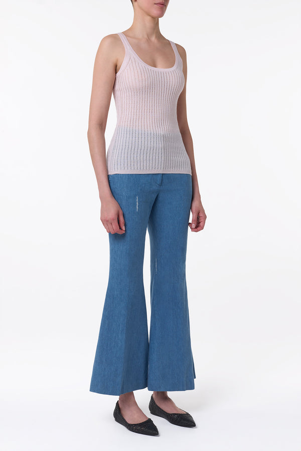 Gabriela Hearst Nevin Pointelle Knit Tank Top In Pale Blush Cashmere Silk