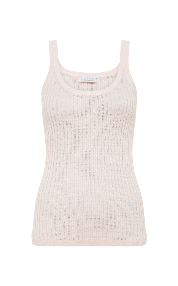 gabriela hearst Nevin Pointelle Knit Tank Top in Pale Blush Cashmere Silk