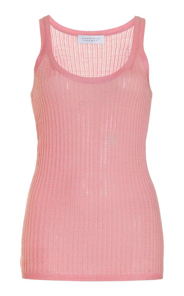 gabriela hearst Nevin Pointelle Knit Tank Top in Rosa Cashmere Silk