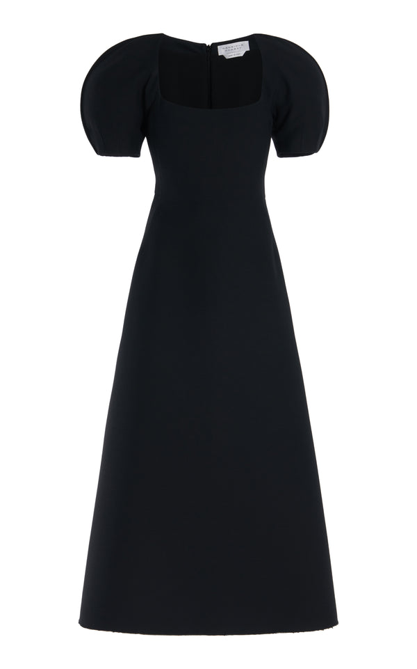 gabriela hearst Niahm Midi Dress in Black Wool Silk Cady