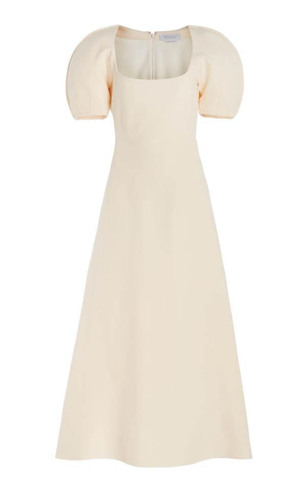 gabriela hearst Niahm Midi Dress in Ivory Wool Silk Cady