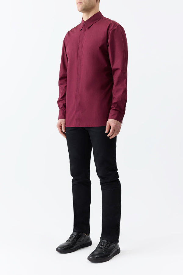 Gabriela Hearst Nicolas Shirt In Bordeaux Sea Island Cotton