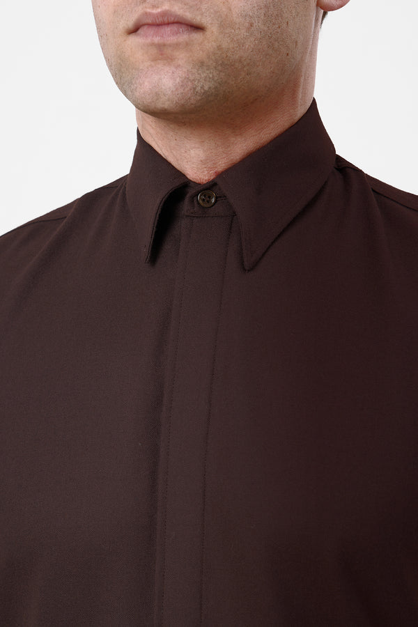 Gabriela Hearst Nicolas Shirt In Chocolate Superfine Wool