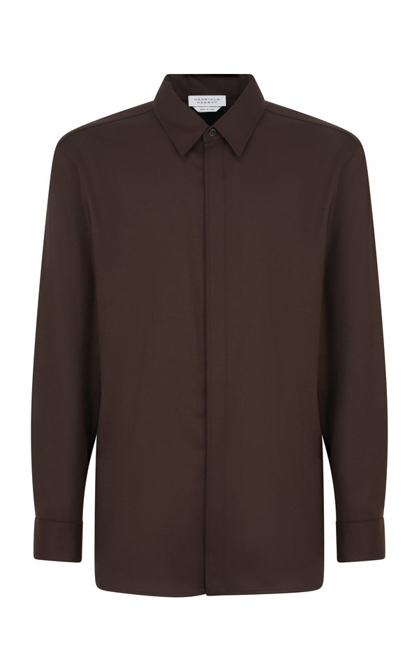 gabriela hearst Nicolas Shirt in Chocolate Superfine Wool