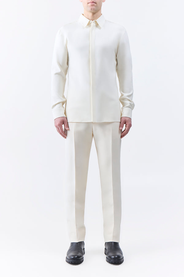 Gabriela Hearst Nicolas Shirt In Ivory Silk Wool Cady