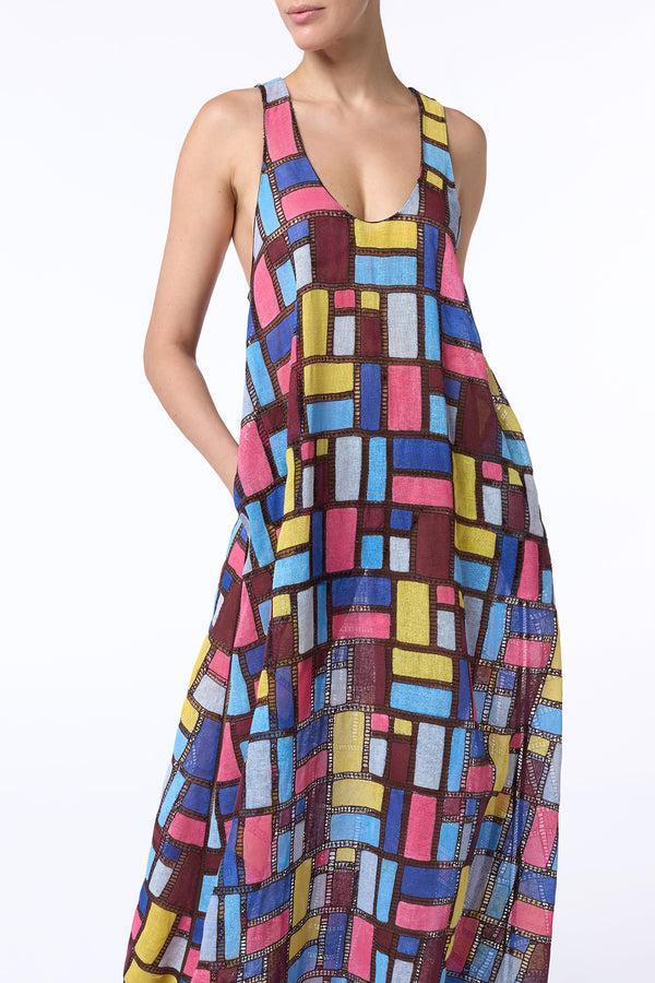 Gabriela Hearst Niki Patchwork Embroidered Maxi Dress In Aurora Multi Linen