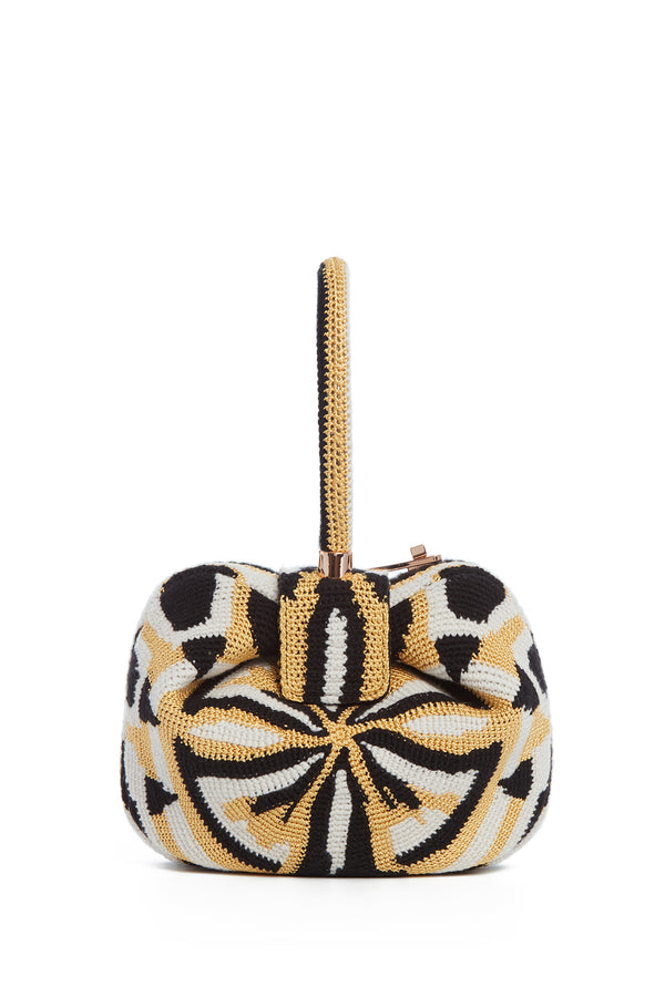 Gabriela Hearst Nina Bag In Gold Black & Ivory Crochet
