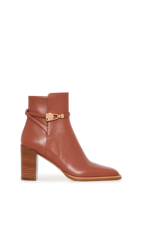 Gabriela Hearst Nina Clasp Ankle Boot In Cognac Leather