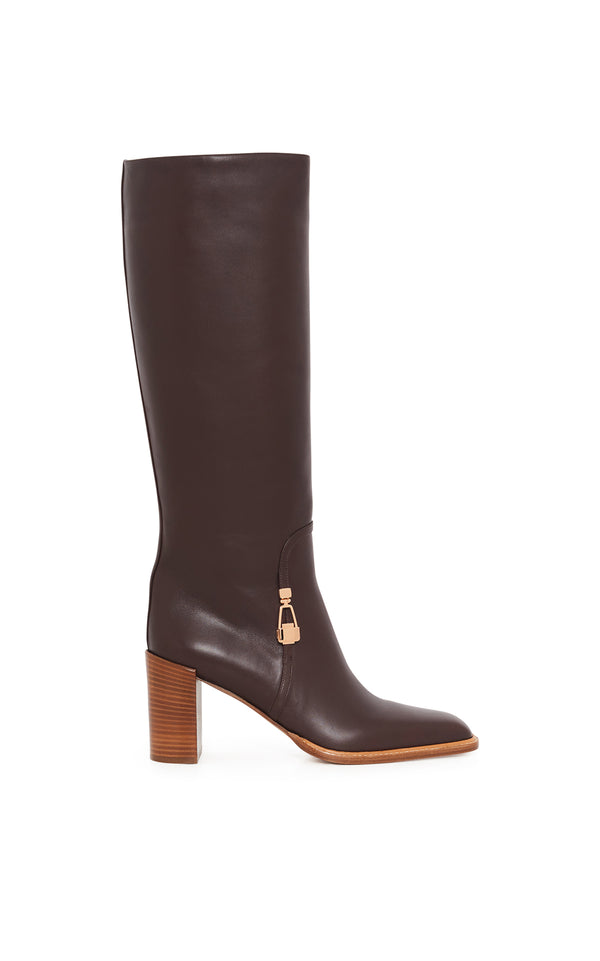 Gabriela Hearst Nina Clasp Tall Boot In Dark Chocolate Leather