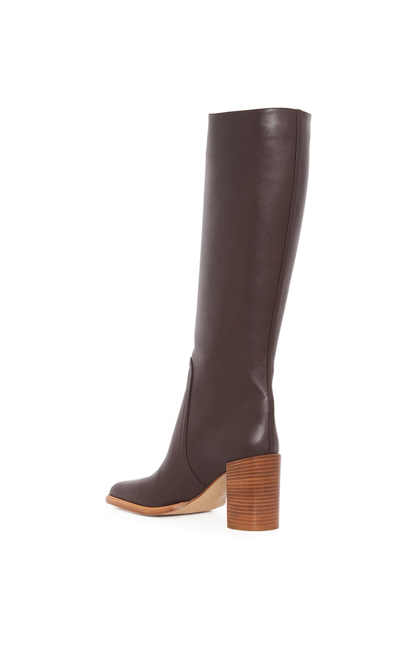 Gabriela Hearst Nina Clasp Tall Boot In Dark Chocolate Leather