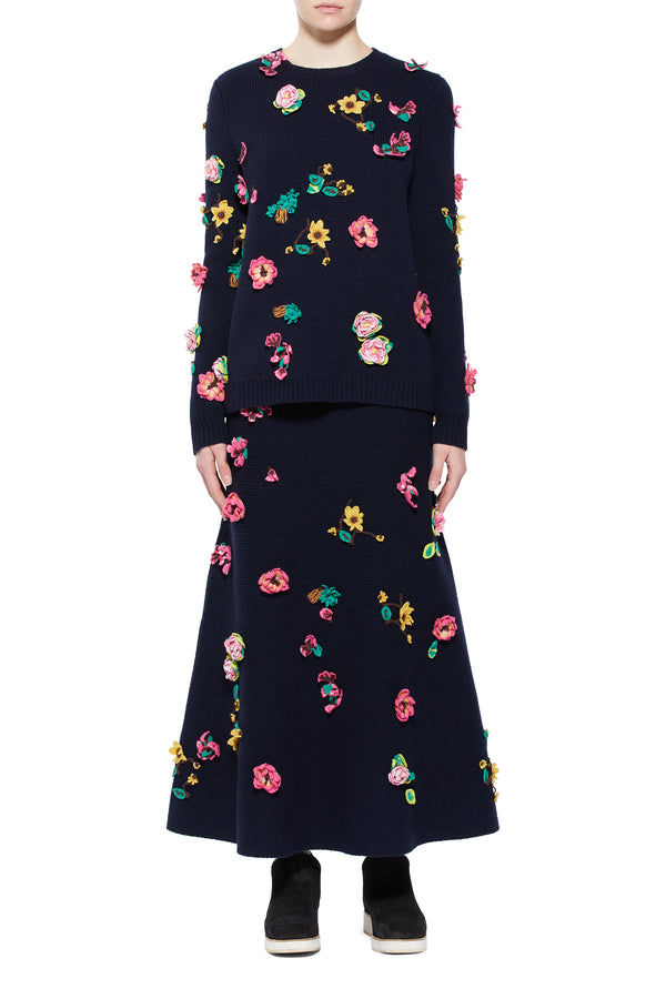 Gabriela Hearst Nola Knit Sweater In Dark Navy Cashmere