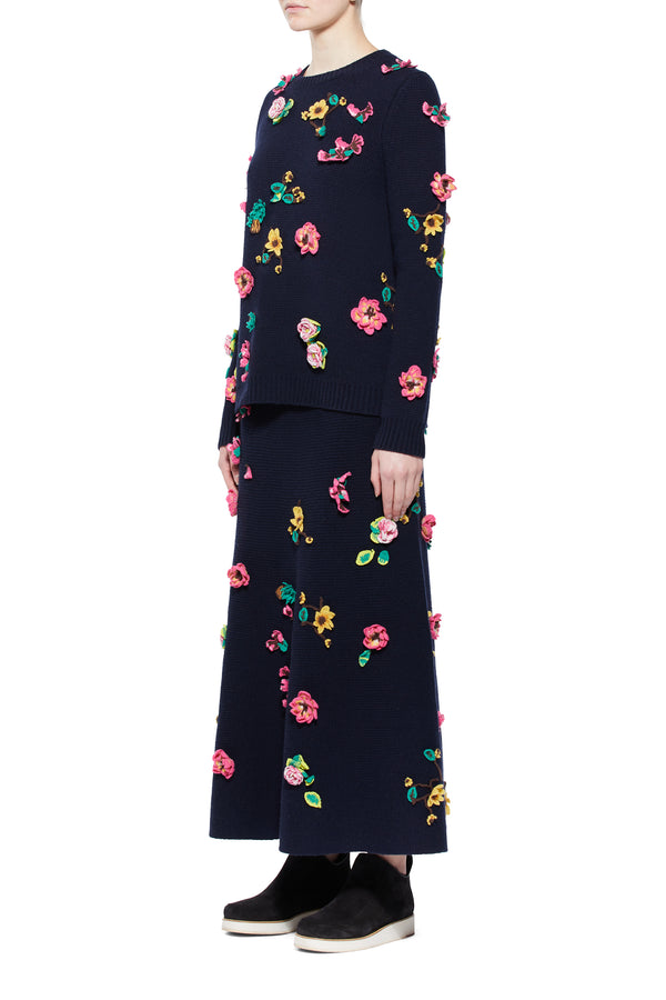 Gabriela Hearst Nola Knit Sweater In Dark Navy Cashmere