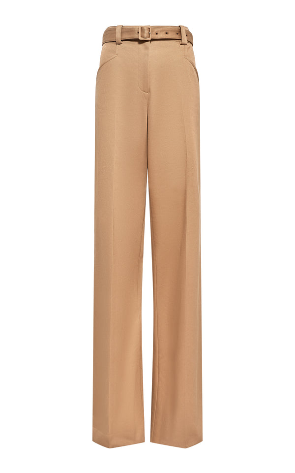 gabriela hearst Norman Wide-leg Pant in Camel Sea Island Cotton Twill