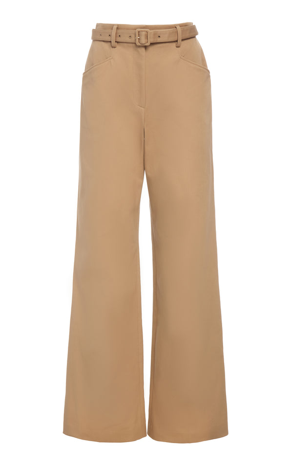 gabriela hearst Norman Wide-leg Pant in Camel Sea Island Cotton Twill