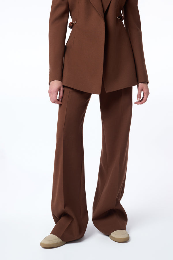 Gabriela Hearst Norman Wide-Leg Pant In Cognac Recycled Virgin Wool