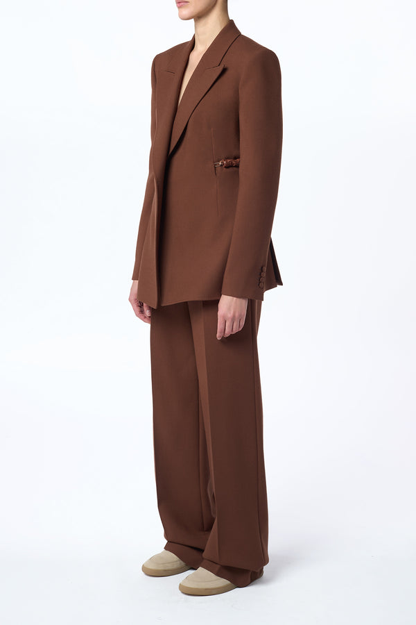 Gabriela Hearst Norman Wide-Leg Pant In Cognac Recycled Virgin Wool