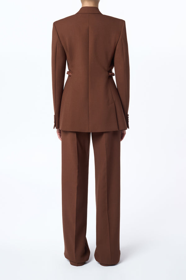 Gabriela Hearst Norman Wide-Leg Pant In Cognac Recycled Virgin Wool