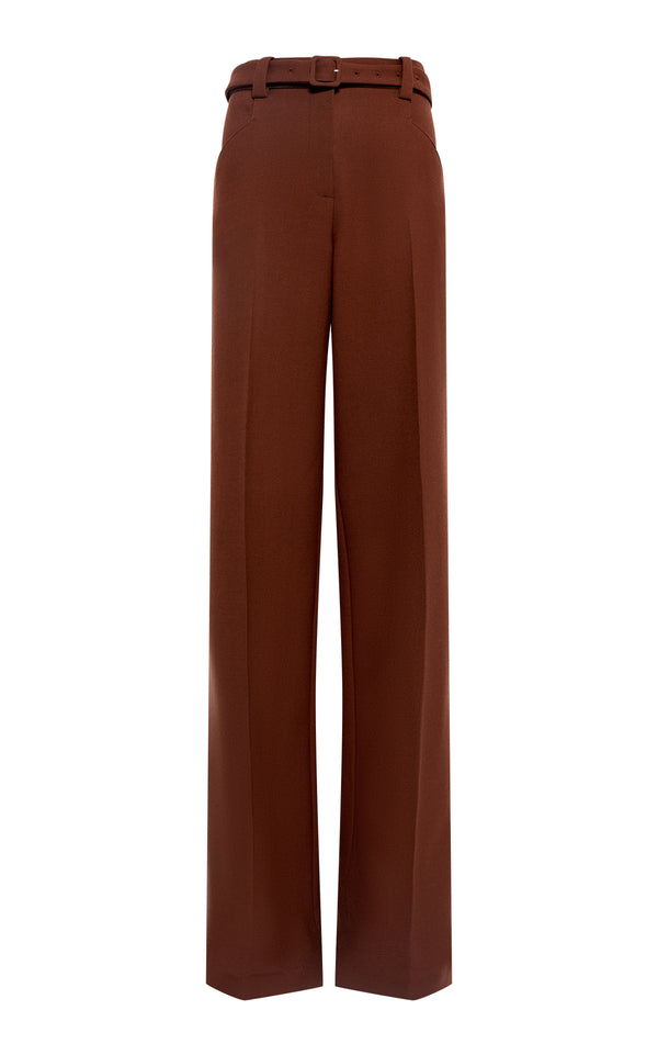gabriela hearst Norman Wide-Leg Pant in Cognac Recycled Virgin Wool
