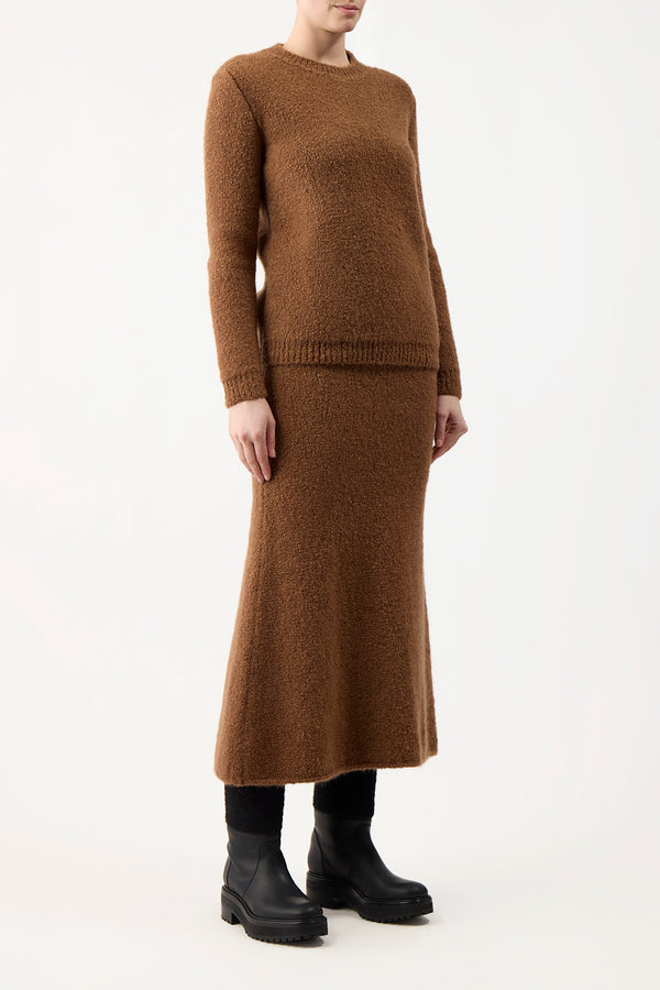 Gabriela Hearst Pablo Knit Midi Skirt In Cognac Cashmere Silk Boucle