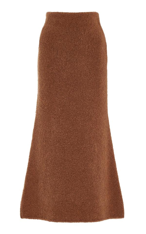 gabriela hearst Pablo Knit Midi Skirt in Cognac Cashmere Silk Boucle