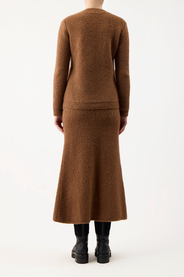 Gabriela Hearst Pablo Knit Midi Skirt In Cognac Cashmere Silk Boucle