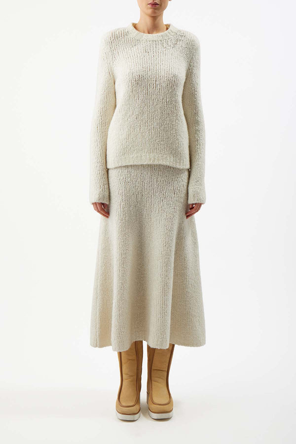 Gabriela Hearst Pablo Knit Midi Skirt In Ivory Cashmere Silk Boucle