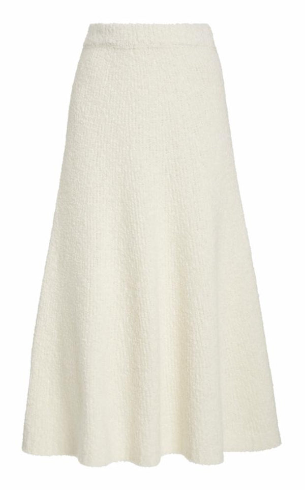 gabriela hearst Pablo Knit Midi Skirt in Ivory Cashmere Silk Boucle
