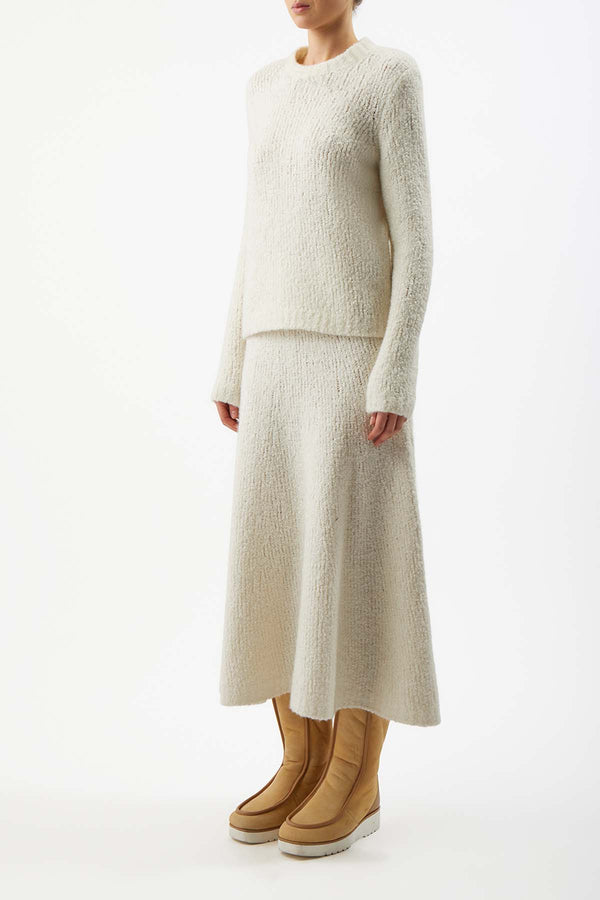 Gabriela Hearst Pablo Knit Midi Skirt In Ivory Cashmere Silk Boucle