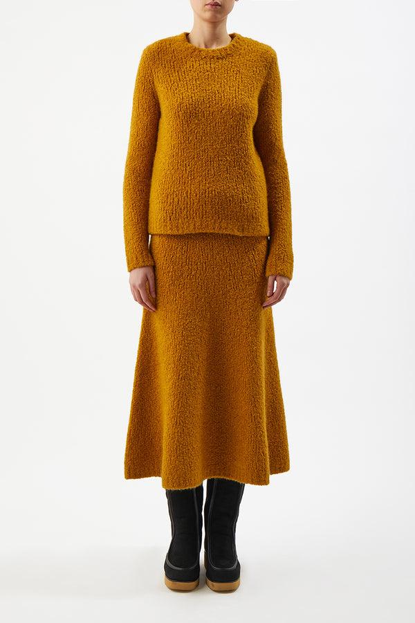 Gabriela Hearst Pablo Knit Midi Skirt In Saffron Cashmere Silk Boucle