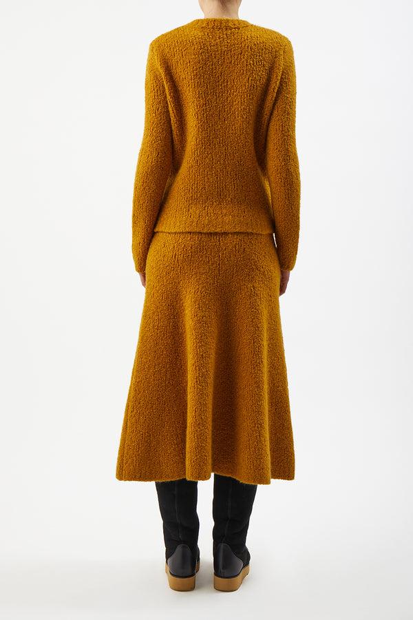 Gabriela Hearst Pablo Knit Midi Skirt In Saffron Cashmere Silk Boucle