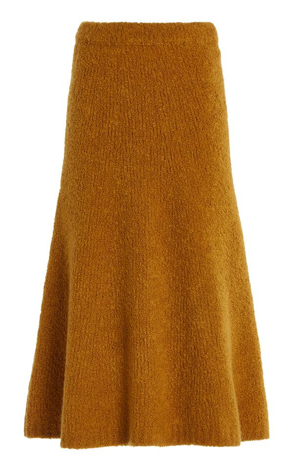 gabriela hearst Pablo Knit Midi Skirt in Saffron Cashmere Silk Boucle