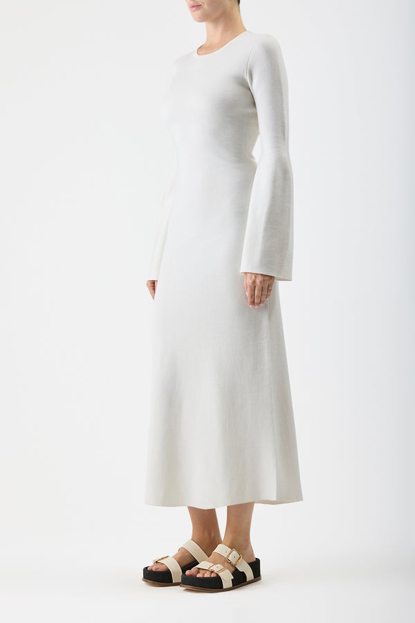 Gabriela Hearst Palanco Knit Maxi Dress In White Merino Wool Cashmere