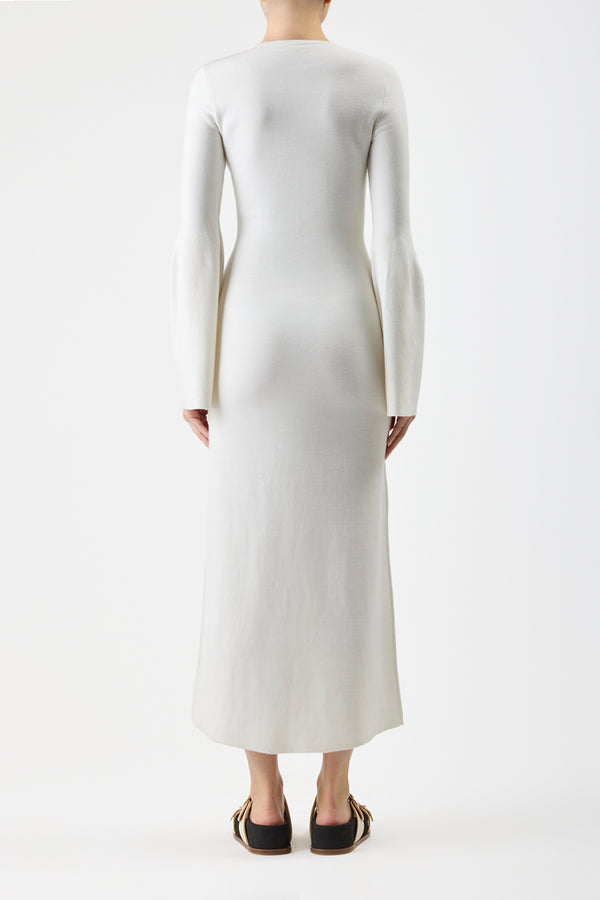 Gabriela Hearst Palanco Knit Maxi Dress In White Merino Wool Cashmere