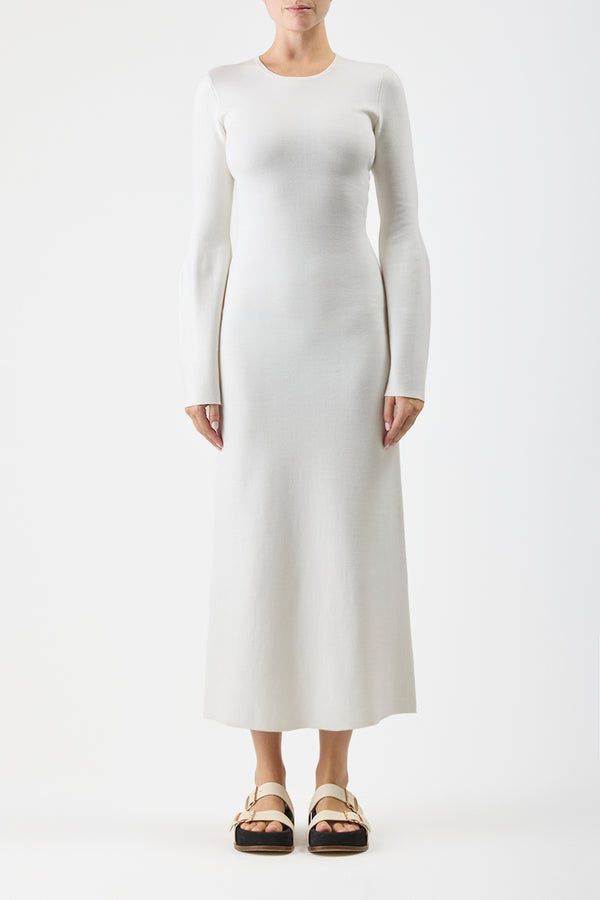 Gabriela Hearst Palanco Knit Maxi Dress In White Merino Wool Cashmere