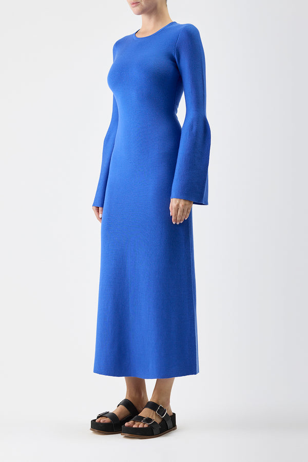 Gabriela Hearst Palanco Knit Midi Dress In Sapphire Merino Wool Cashmere