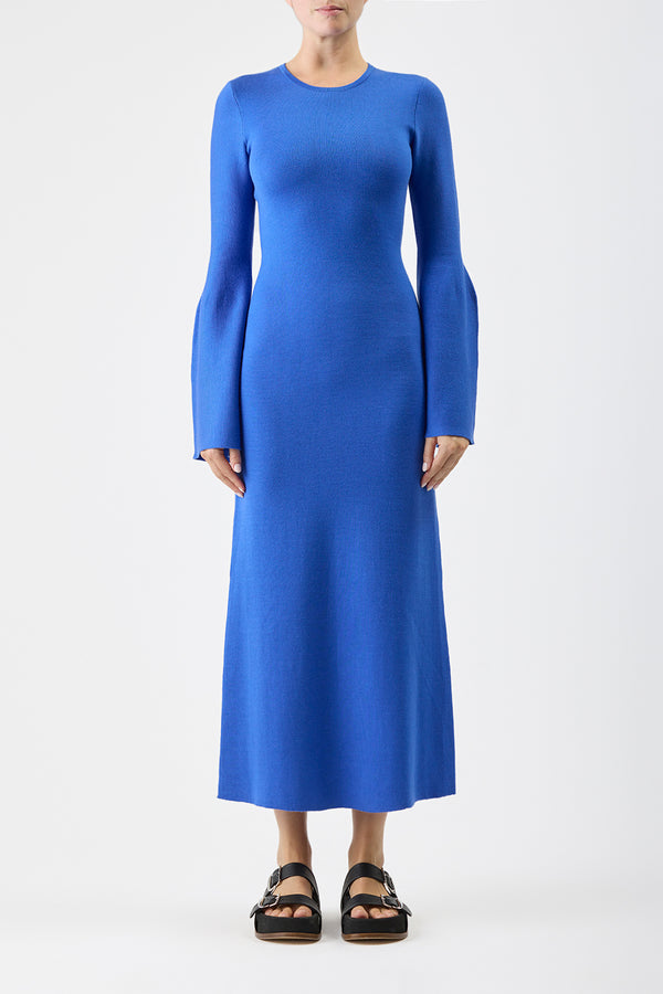 Gabriela Hearst Palanco Knit Midi Dress In Sapphire Merino Wool Cashmere