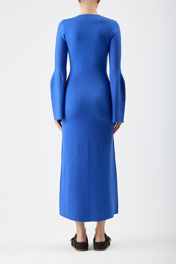 Gabriela Hearst Palanco Knit Midi Dress In Sapphire Merino Wool Cashmere