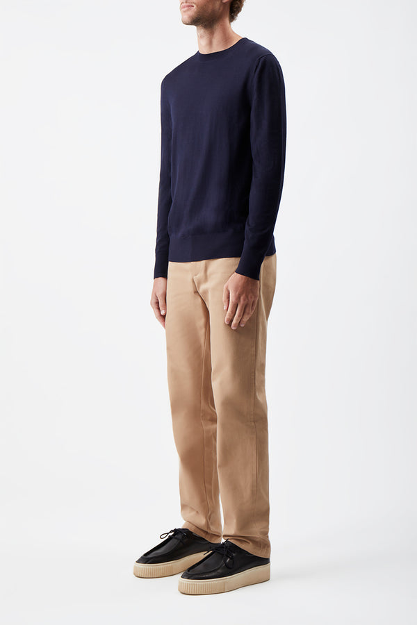 Gabriela Hearst Palco Knit Crewneck In Navy Merino Wool
