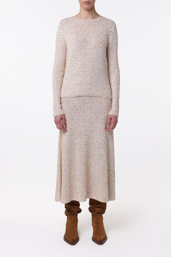 Gabriela Hearst Pan Knit Maxi Skirt In Ivory Multi Beaded Cashmere