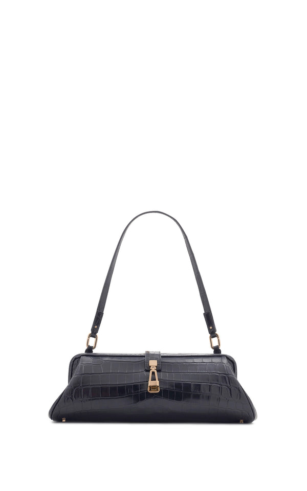 Gabriela Hearst Paola Clutch In Black Crocodile Leather