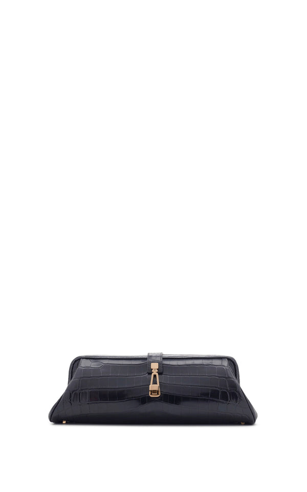 gabriela hearst Paola Clutch in Black Crocodile Leather