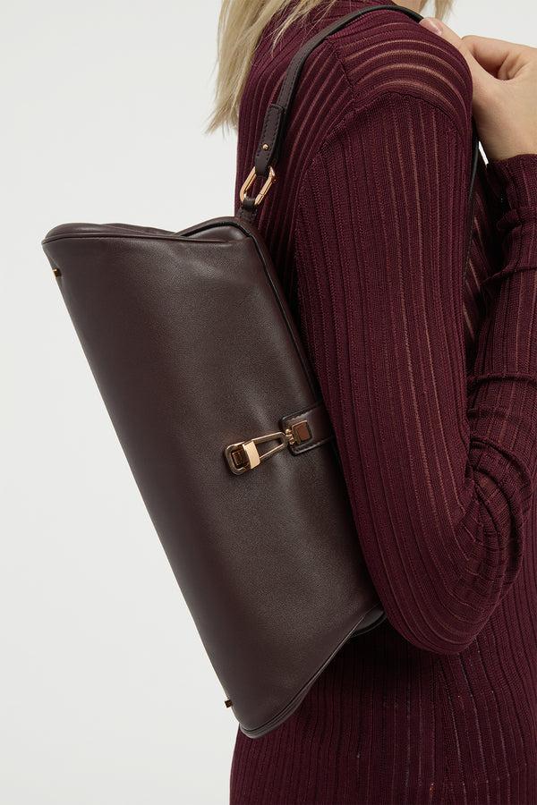 Gabriela Hearst Paola Clutch In Bordeaux Nappa Leather