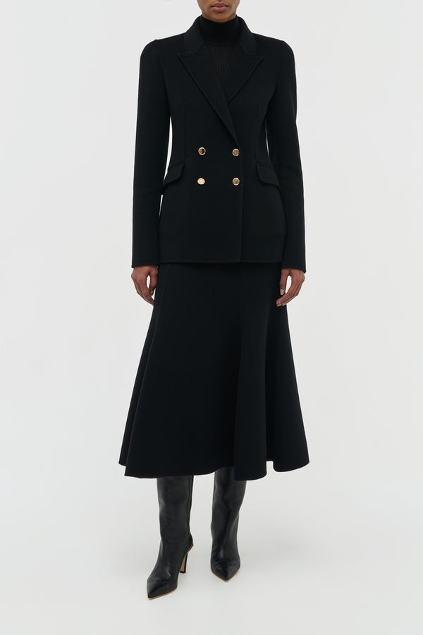Gabriela Hearst Patterson Midi Skirt In Black Double-Face Recycled Cashmere