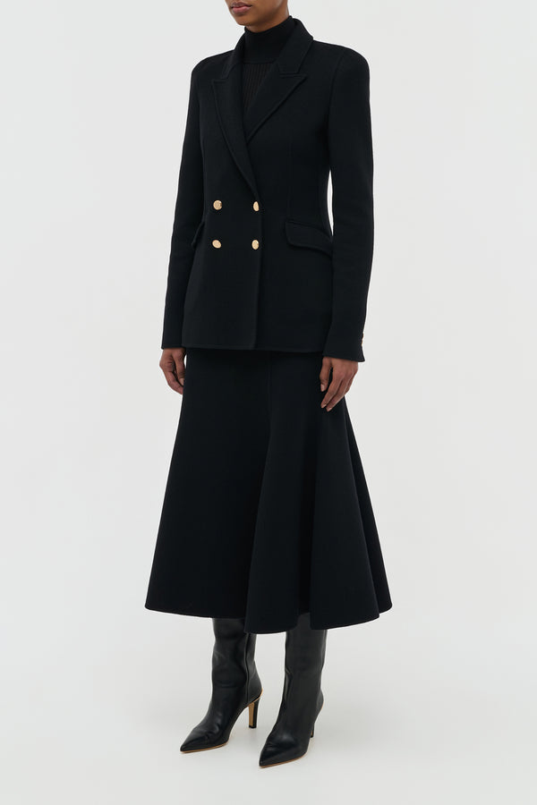 Gabriela Hearst Patterson Midi Skirt In Black Double-Face Recycled Cashmere