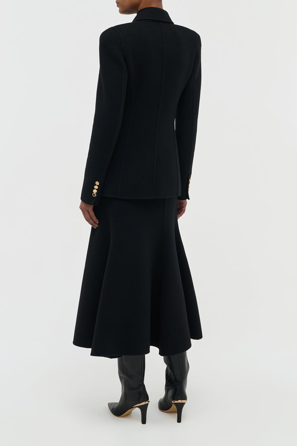 Gabriela Hearst Patterson Midi Skirt In Black Double-Face Recycled Cashmere