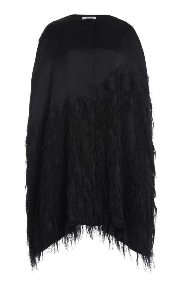 gabriela hearst Pauli Feather Cape in Black Silk Satin
