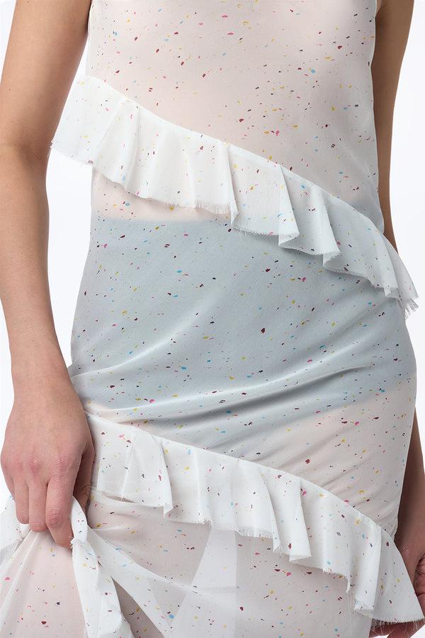 Gabriela Hearst Pearce Slip Maxi Dress In Ivory Multi Speckle Silk Georgette