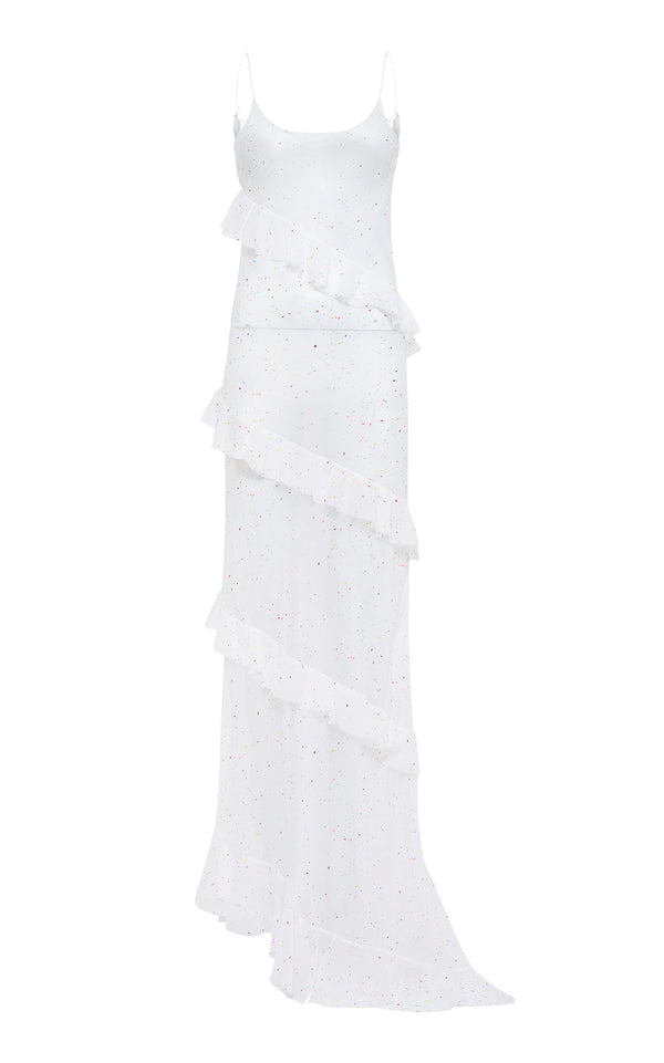 gabriela hearst Pearce Slip Maxi Dress in Ivory Multi Speckle Silk Georgette