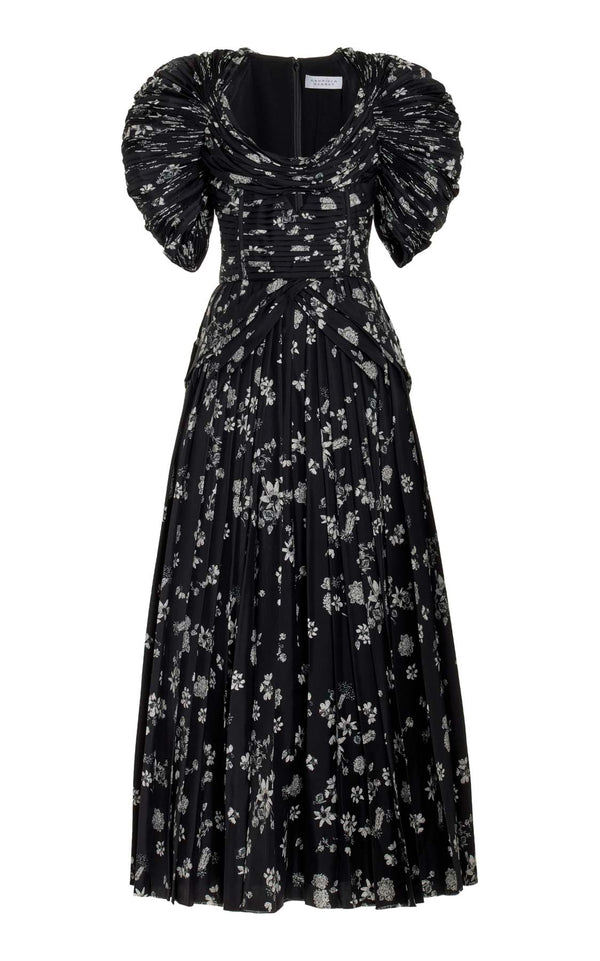 gabriela hearst Peggy Dress in Black & White Printed Silk Twill
