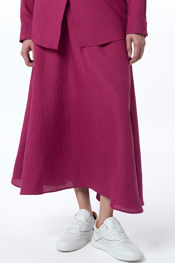 Gabriela Hearst Penelope Midi Skirt In Raspberry Aloe Linen